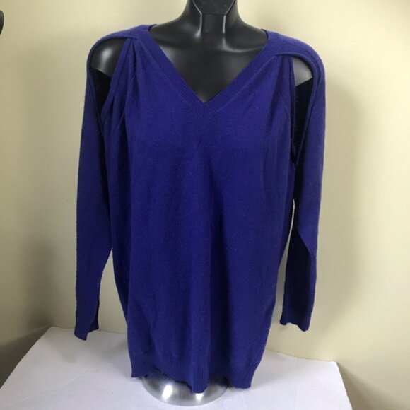 John +Jenn NEW Crew Neck Open Shoulder CutOut Sweater Tunic Top Soft Knit Soft S - Picture 2 of 16